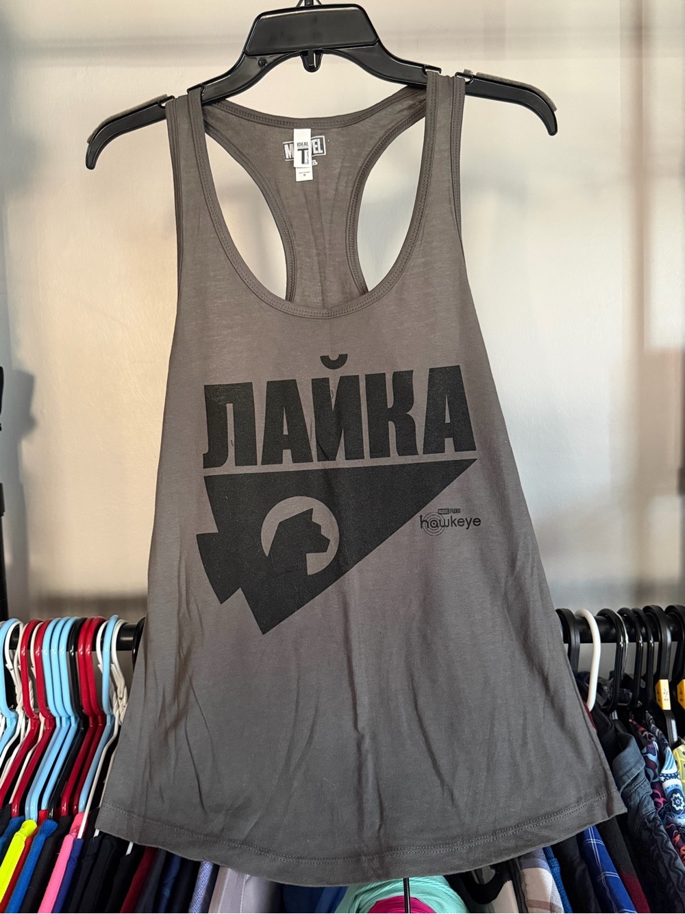 Marvel Hawkeye Gray Racerback Tank Top with Graphic